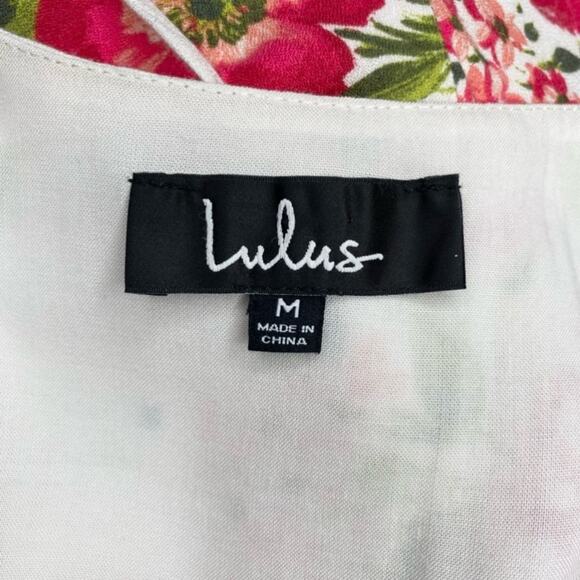 Lulus Radiating Beauty White Floral Print Wrap Dress size Medium - Picture 8 of 12